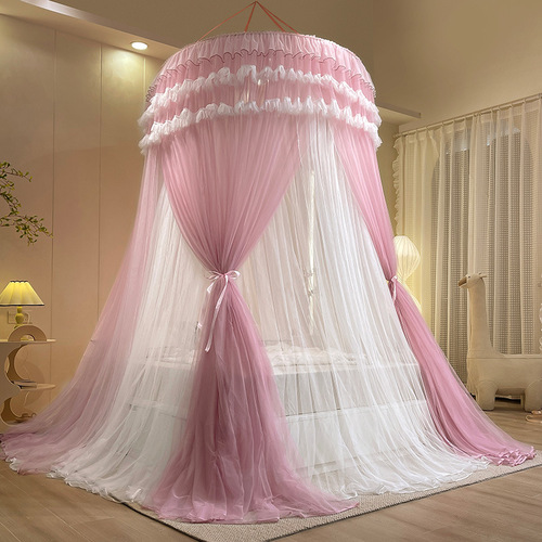 UG73 new princess style dome mosquito net for home installation-free double-layer three-door ceiling-mounted hanging floor-standing shading