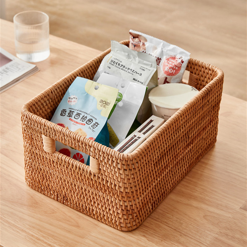 ベトナム秋籐手作り収納バスケットデスクトップ雑貨バスケット長方形おもちゃスナック衣類収納ボックス