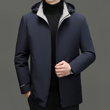 专柜高档男装羽绒服冬季新款中老年爸爸商务休闲加厚保暖连帽外套