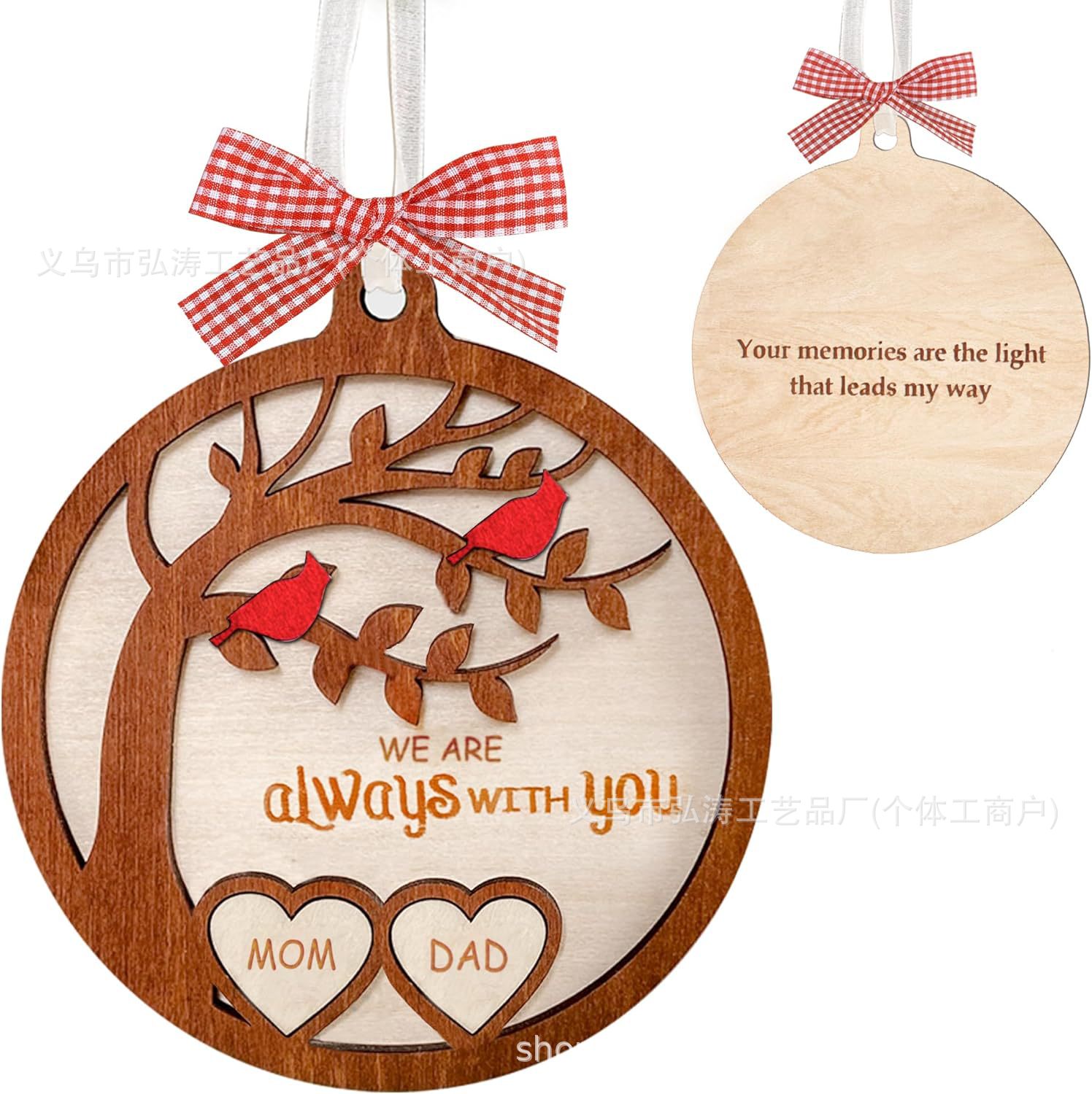 Decoración colgante 2026 nuevo mejor regalo de mudanza decoración de madera decoración para el hogar decoración del árbol de Navidad rojo