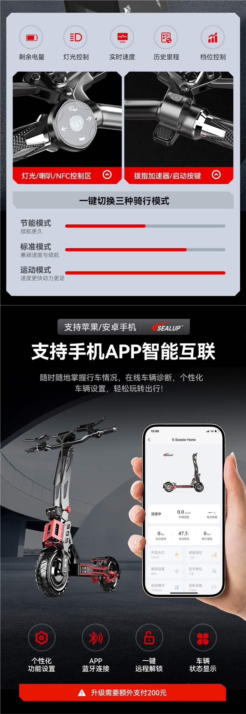 Xilop electric skateboard, dual-drive 1000-watt supercar, foldable off-road shock-absorbing small adult scooter