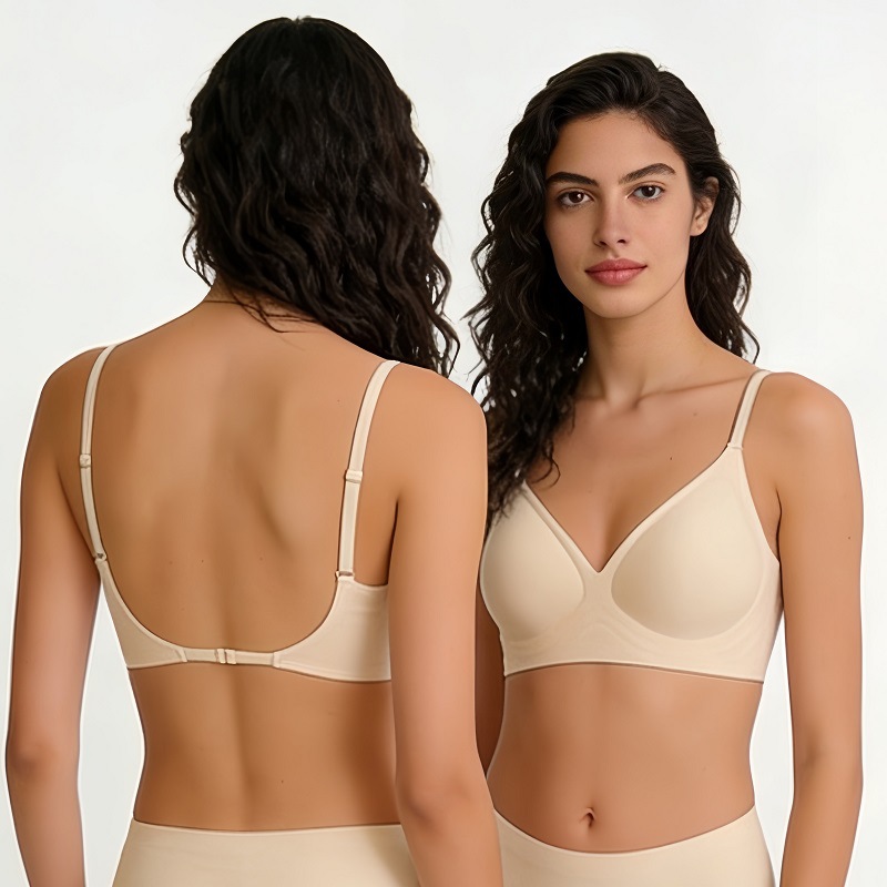 Wire-Free Seamless Bra Women's Sexy Lingerie Exposed Cross Back Design Jelly Soft Support Underwear Sleepwear_voghion.com
