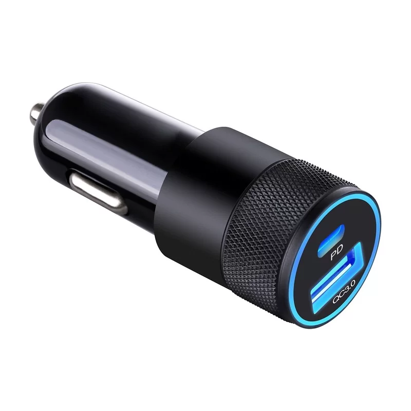 QC3.0 автомобильное зарядное устройство для быстрой зарядки по протоколу PD 9V3A, адаптер прикуривателя на 48Вт Type-C
