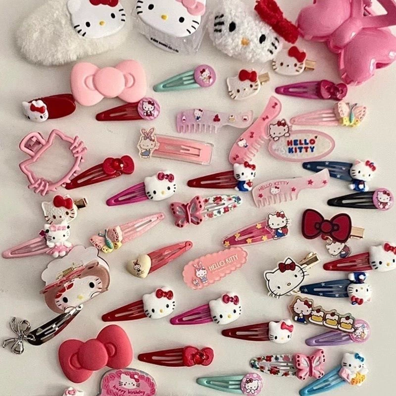 Заколки для волос (Hello Kitty) набор принцессы — разноцветные рисунки, 6–19 шт