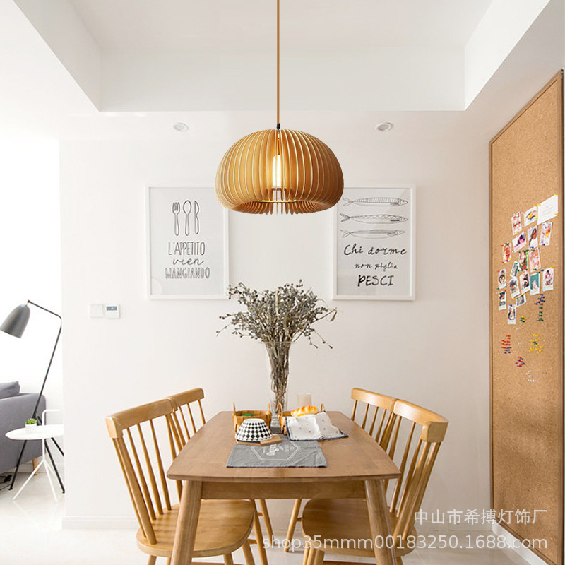 vintage日式原木风餐厅吊灯 卧室书房北欧极简艺术南瓜灯具厂批发-阿里巴巴