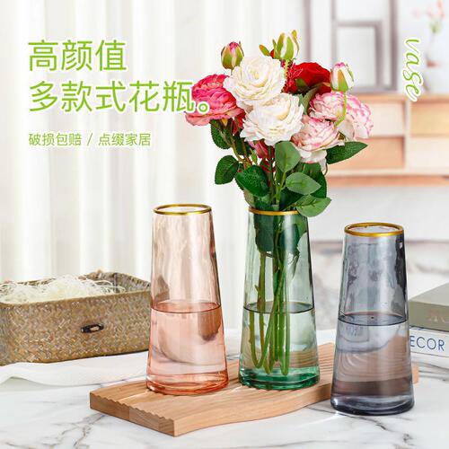 Nordic ins style simple gold painted glass vase hydroponic flower arrangement home living room entrance cabinet water culture creative