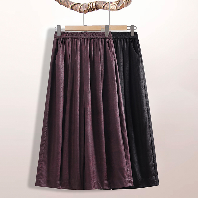 Wholesale Autumn New Middle-Aged and Elderly Women's Wide-Leg Pants, Comfortable Casual Elastic Waist Chinese Style Casual Pants