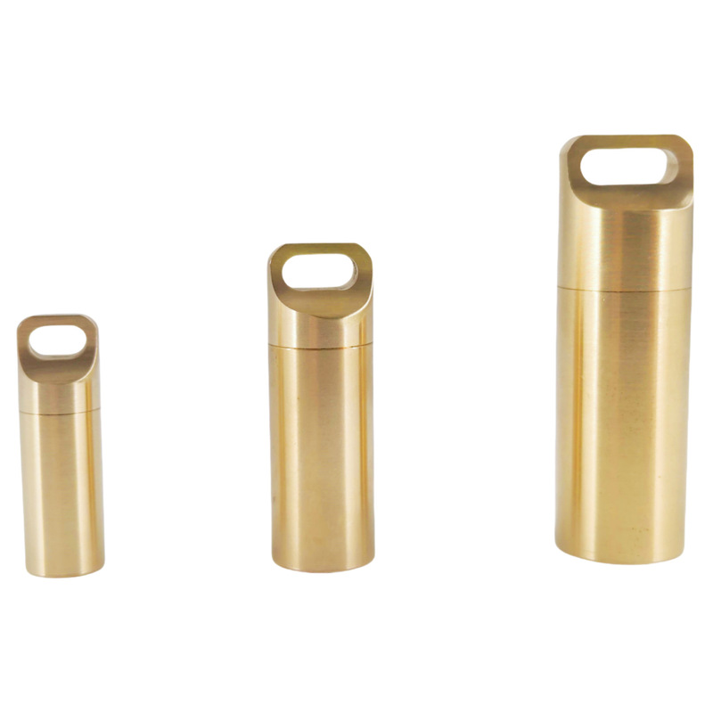Outdoor Medicine Bottle Brass Keychain Hanging Bottle Mini Waterproof Small Medicine Jar First Aid Medicine Pill Bottle Copper Sealed Jar Bottle
