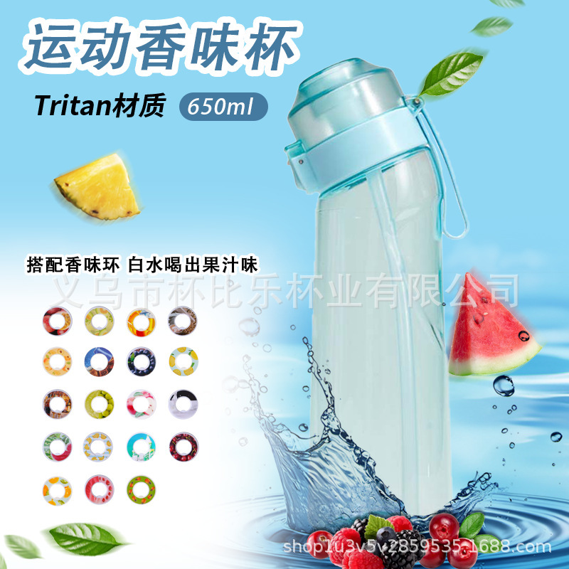 跨境爆款豆荚气味环太空杯萃香水果香味环0糖0卡Tritan耐高温水杯|undefined