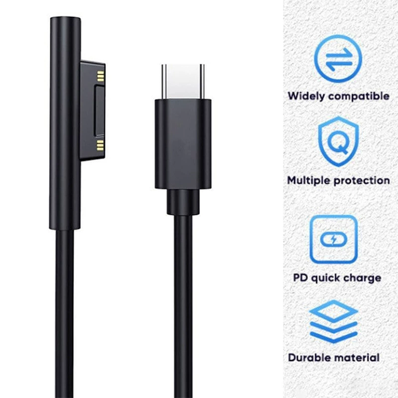 PD кабель Type-C для быстрой зарядки Surface 15V-3A, магнитный кабель для Microsoft Surface Pro 6/5/4
