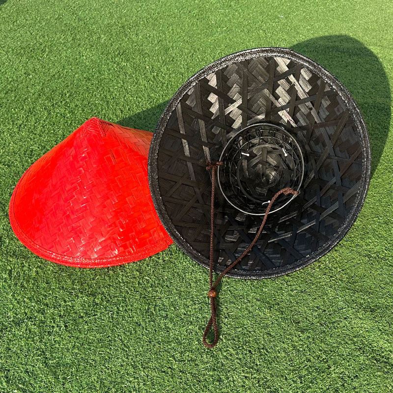 Bamboo antiguo sombrero negro caballero gazebo espectáculo de escenario accesorios para hombres y mujeres guerreros marciales sombrero gazebo rojo show