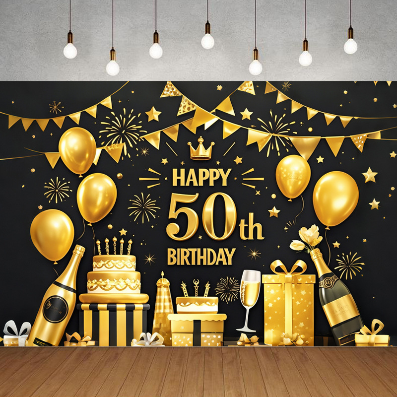 Nueva tela de fondo de feliz cumpleaños transfronteriza, carnaval de fiesta, serie principal de decoración de escenas, banner de cumpleaños