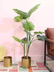 Metal Wrought Iron Stained Glass Terrarium Planter, Minimalist Modern Gold Metal Nordic Hug Pot Decorative Accent