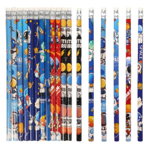 Amazon Stationery Pencils Astronaut Hb Pencils Cartoon with Eraser Head Foreign Trade Stationery 12 Pencils Factory