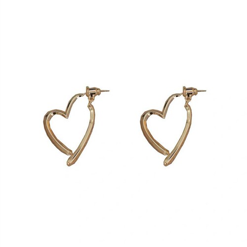 Light luxury niche design Japanese and Korean two-wear fashion earrings new metal light version love heart cross ear clip silver needle