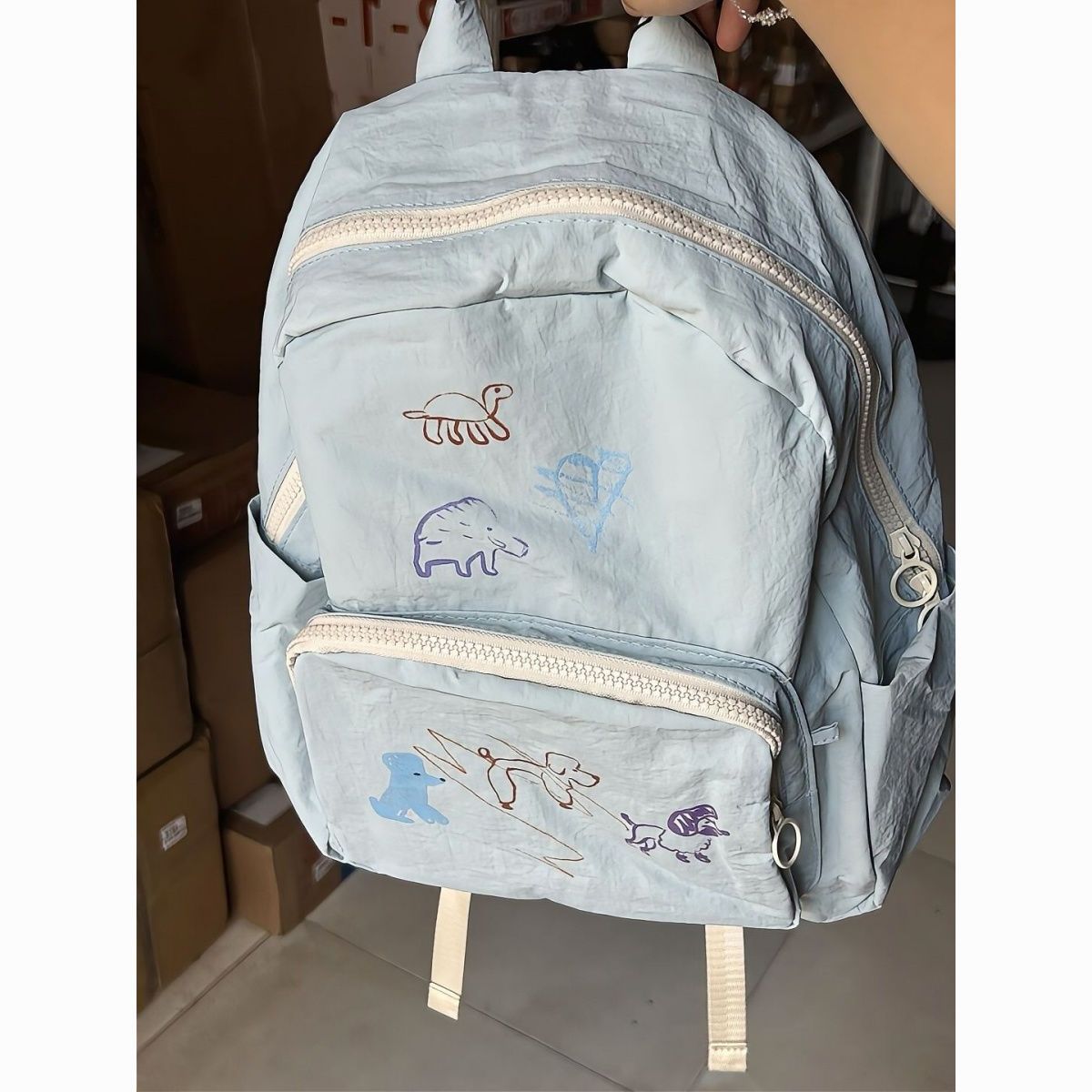 拼色卡通动物双肩包女初高中学生书包电脑旅行背包跨境包邮