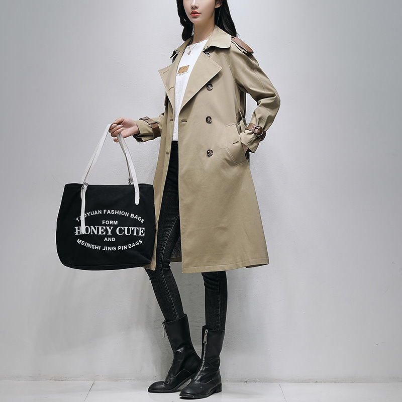 专柜风衣女2025新款修身气质感中长款过膝英伦风大衣潮|undefined