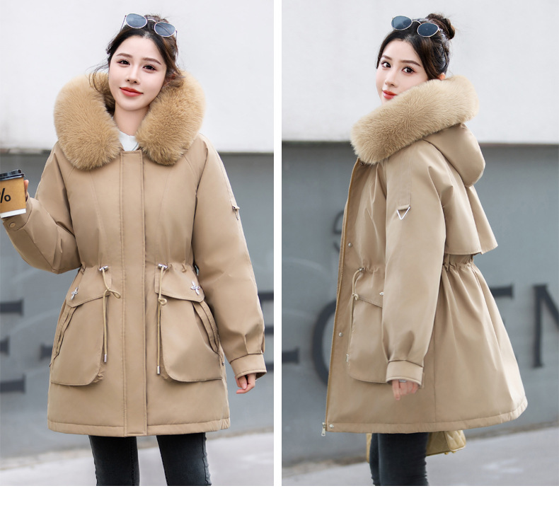 Abbigliamento da donna cappotto parka di grandi dimensioni cappotto in cotone con collo largo da donna stile coreano più vita in velluto cappotto caldo in cotone tendenza da donna_voghion.com