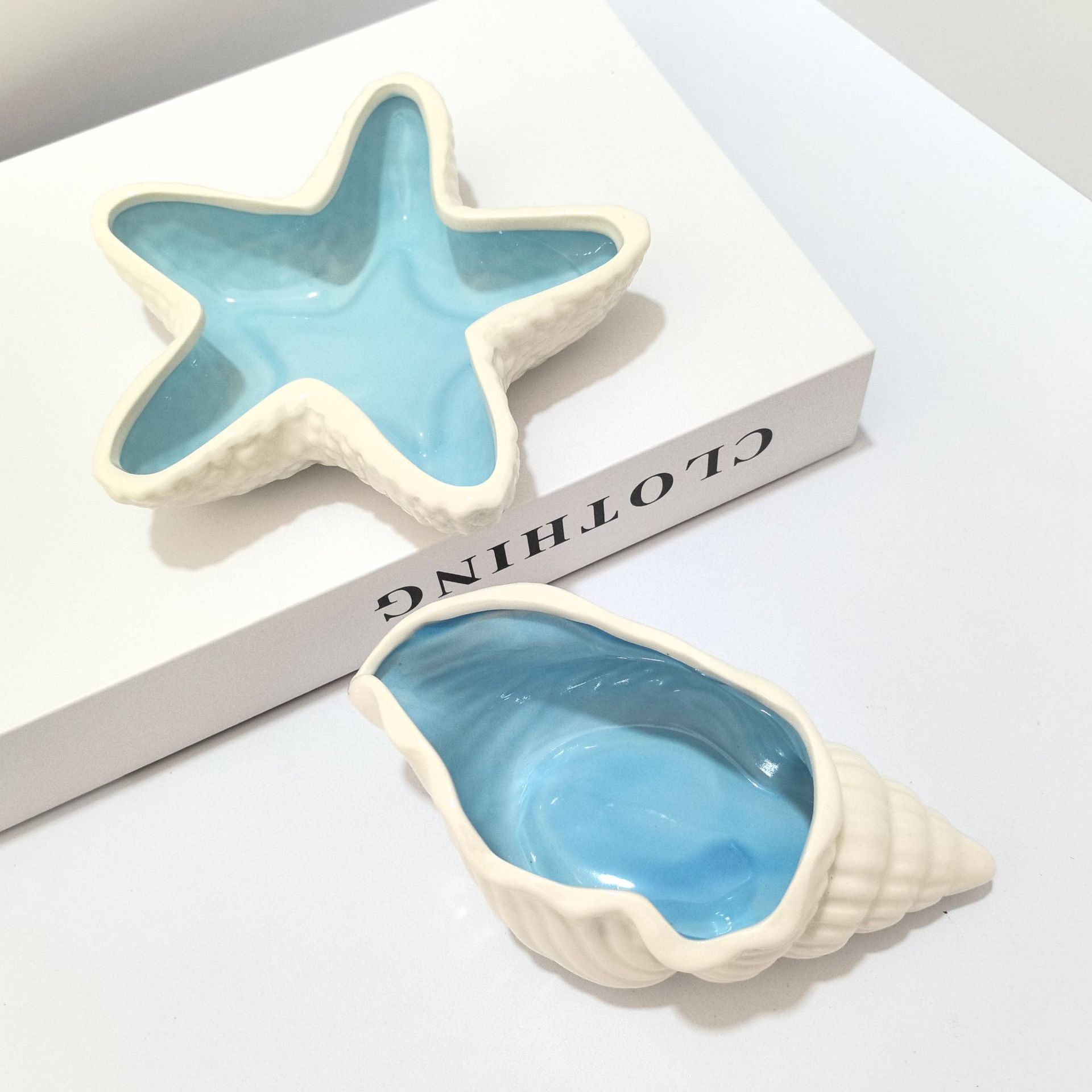 Joyería transfronteriza bandeja de joyería estrella de mar caracoles de cerámica joyería para niñas muestra bandeja para el hogar