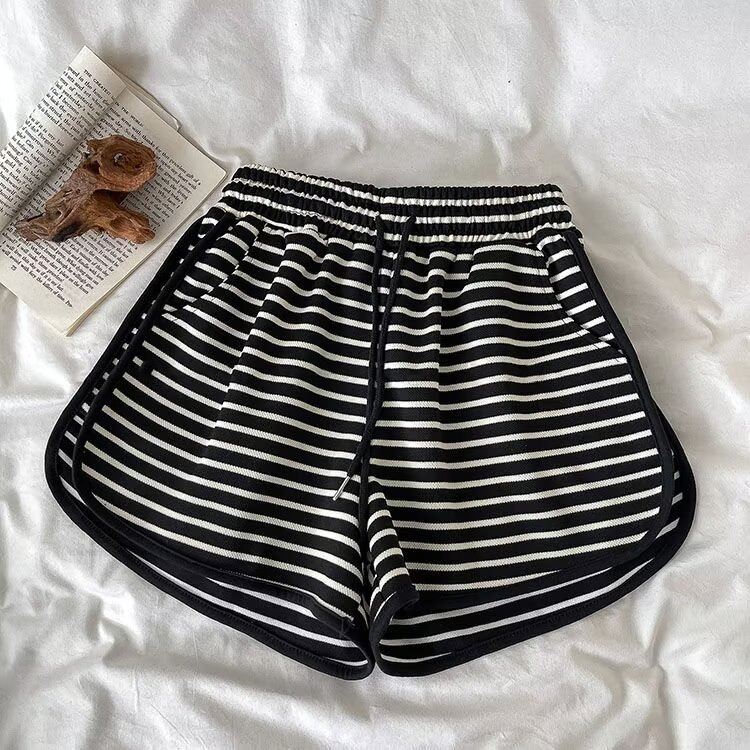 Striped Korean-style High-waist Sports Pants Women's Shorts Loose Wide-leg Pants Summer Casual Slim-fit Hot Pants Thin Loose Waist Striped Korean-style High-waist Sports Pants Women's Shorts Loose Wide-leg Pants Summer Casual Slim-fit Hot Pants Thin Loose Waist