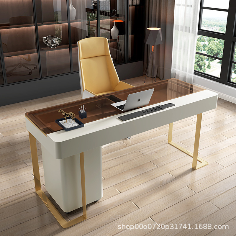 Italian minimalist light luxury desk cream style small apartment study desk high-end study desk computer desk