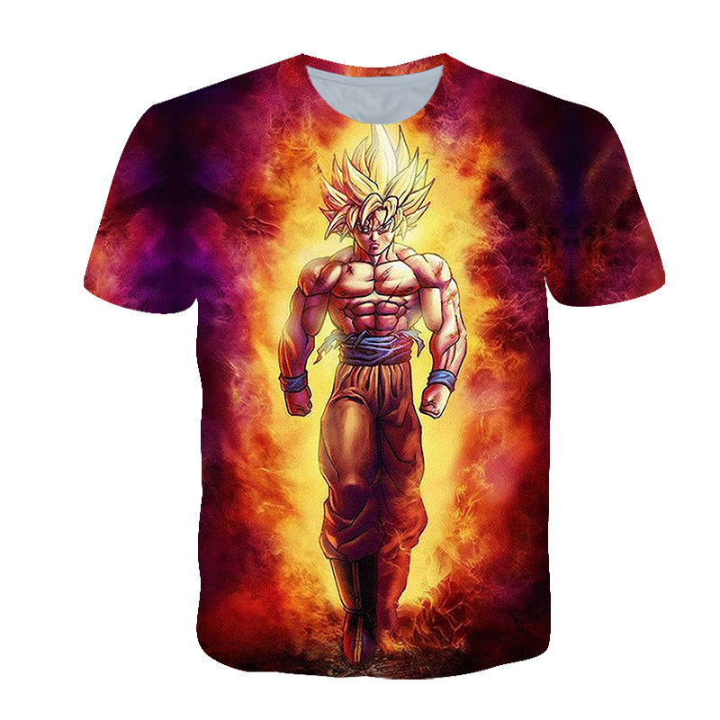 Dragon Ball 3D Printing Aliexpress Men's and Women's Adult Kidsren's Version T-Shirt Short-Sleeved Casual Loose T-Shirt Top Trendy Brand