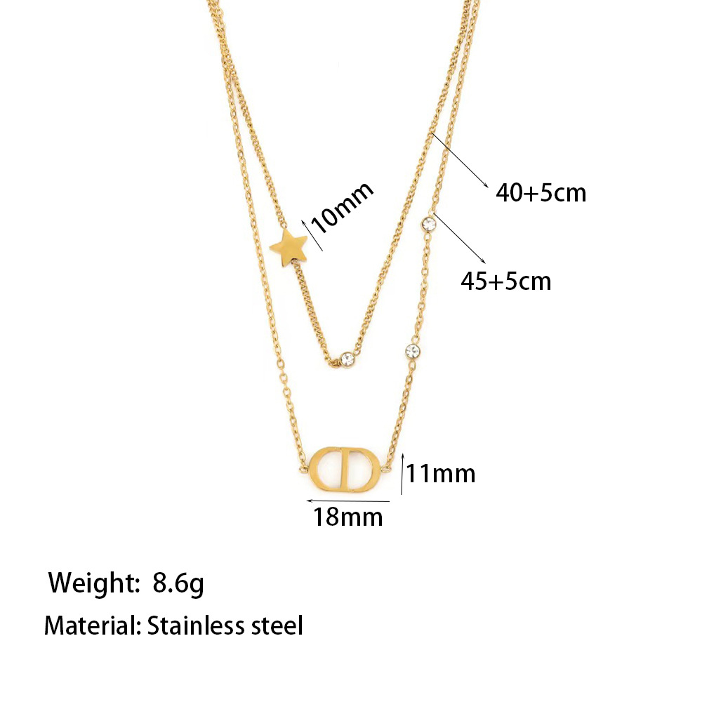 【XKN1274】더블 레이어 레터 체인 목걸이 골드