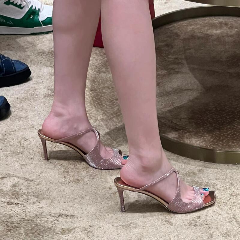 Crazy Star Cluster Stylish Versatile Sandals for Women 2026 New Model with Cross Straps, Thin Heels, Square Toe, Open-Toe High Heels for Outdoor Wear Crazy Star Cluster Stylish Versatile Sandals for Women 2026 New Model with Cross Straps, Thin Heels, Square Toe, Open-Toe High Heels for Outdoor Wear