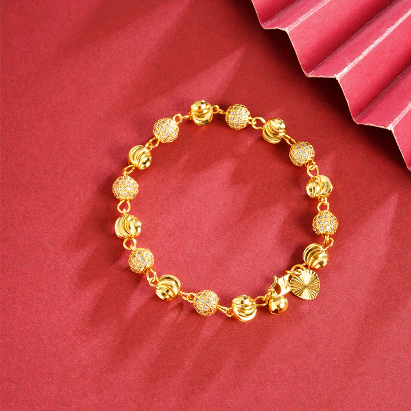 Vietnam sandy retro micro-incrustado sandía perlas pulsera campana simple mujer lujo ligero no se desvanece joyería fuente al por mayor