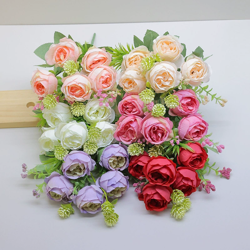 Производители оптовых небольших пионов украшают цветы свадебные украшения шелковой ткани на столешнице цветочного искусства 5 голов идиллический пион пересекают границу