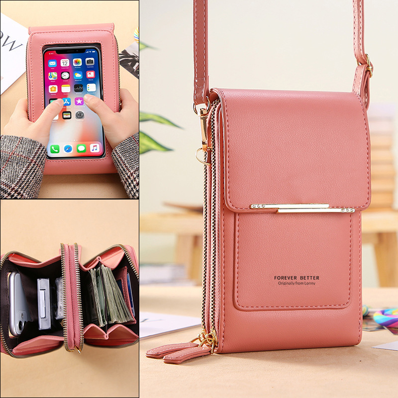 Touch Screen Mobile Phone Bag for Women, Small Crossbody Bag for Carrying Mobile Phones, Key and Coin Pouch, Vertical Style, Portable, with Sequins Touch Screen Mobile Phone Bag for Women, Small Crossbody Bag for Carrying Mobile Phones, Key and Coin Pouch, Vertical Style, Portable, with Sequins