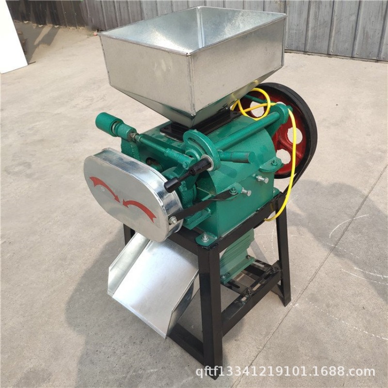多用途豆扁机薄厚可调 小型拉丝对辊粮食破碎机 油坊大豆挤扁机