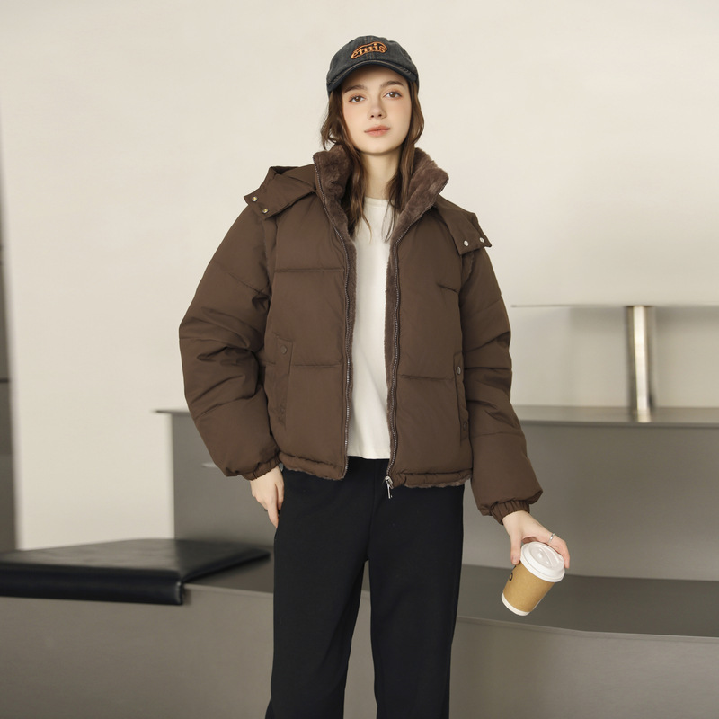 外贸跨境2025欧洲站棉衣棉服连帽棉袄洋气简约高级感女面包服外套|undefined