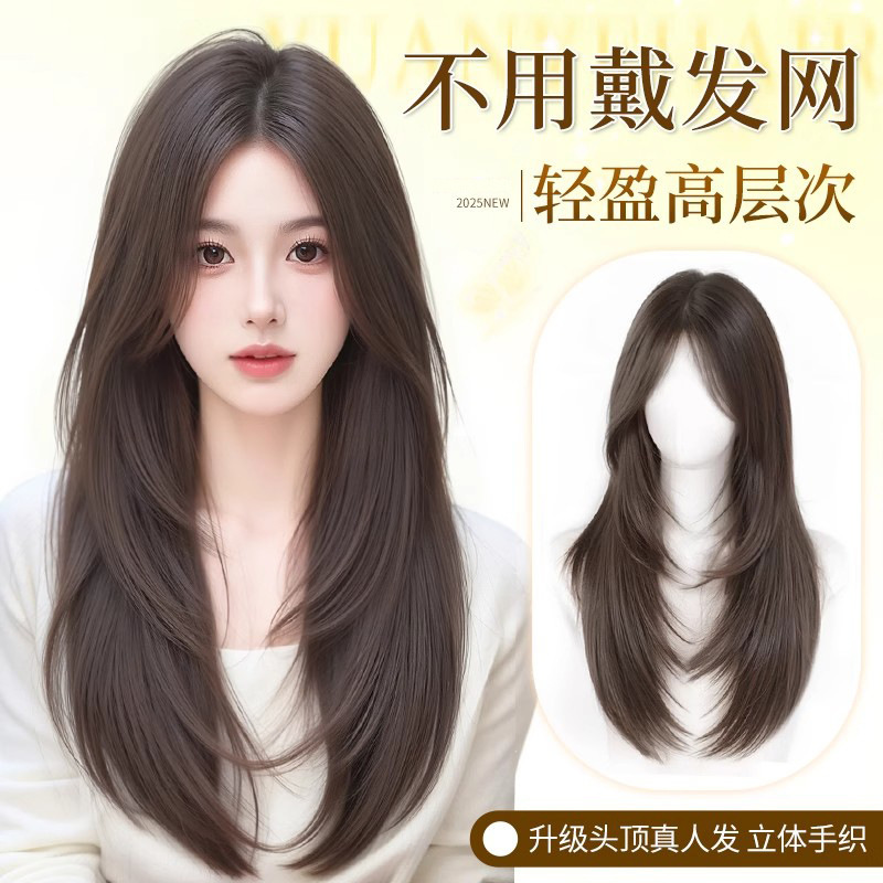 Long Hair Wig for Women, No Need for a Hairnet, Upgraded High-Level Straight Hair, Hand-Woven Lace Hairpiece, Hair Extension Piece, Wig Piece