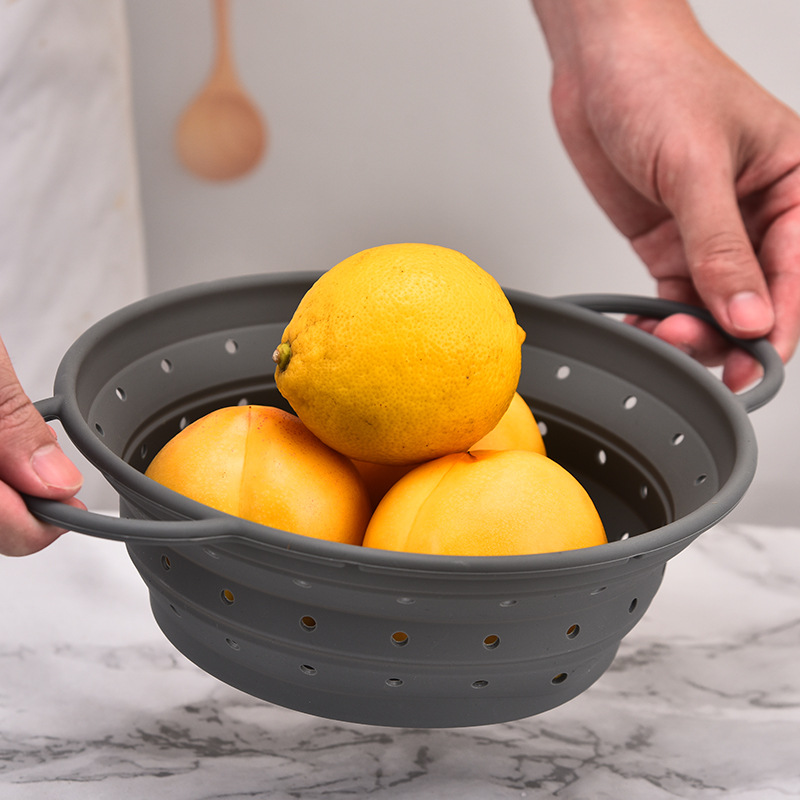 Cesta de drenaje plegable retráctil de silicona de grado alimenticio cesta de lavado vegetal Filtro de verduras multifunción tamiz de drenaje de alimentos de frutas