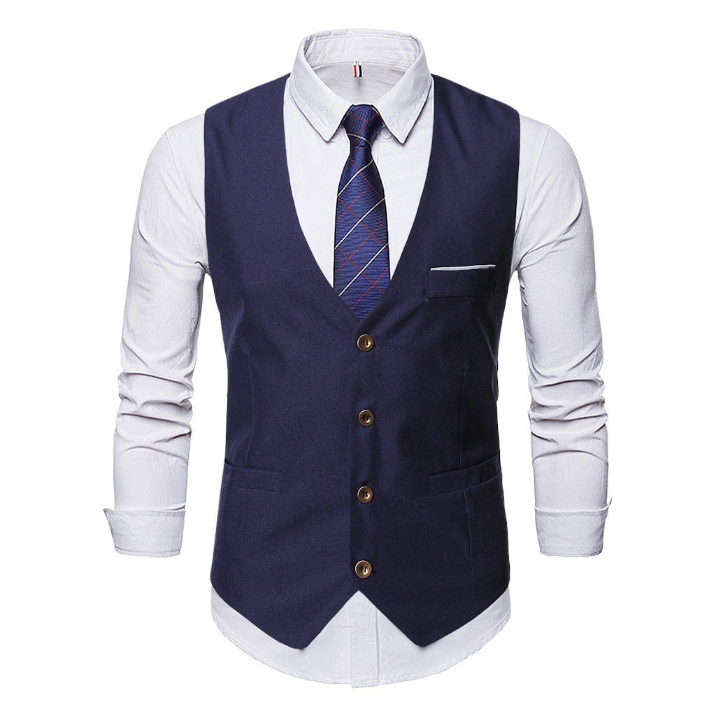 Chaleco de Hombre Nuevo SLIM-Fit estilo coreano ropa de trabajo juvenil traje chaleco mejor hombre traje de hombre Chaleco de hombre entrega de una pieza
