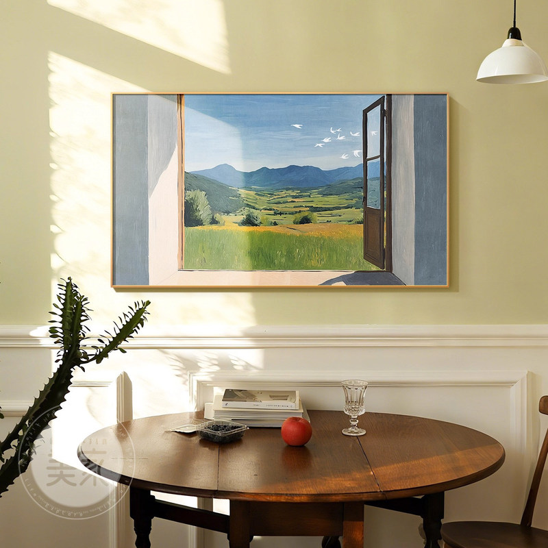 Instagram-Style Window Scenery Restaurant Decorative Painting French-Style Bedroom Headboard Mural Niche Art Living Room Horizontal Hanging Painting