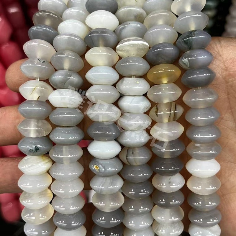 天然石水晶玛瑙6*12算盘尖珠飞碟小配珠diy饰品手串项链手链配件|undefined