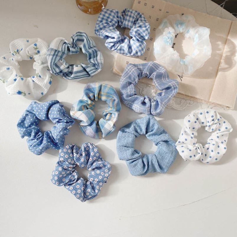 3 / 5 / Pcs Silk Scrunchies Print Scrunchie Set Elastic Collar Hair Ring