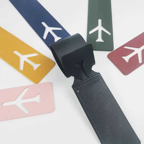 Cross-border spot hollow aircraft leather luggage tag strip hot-pressed transparent diaphragm boarding pass pu leather luggage tag