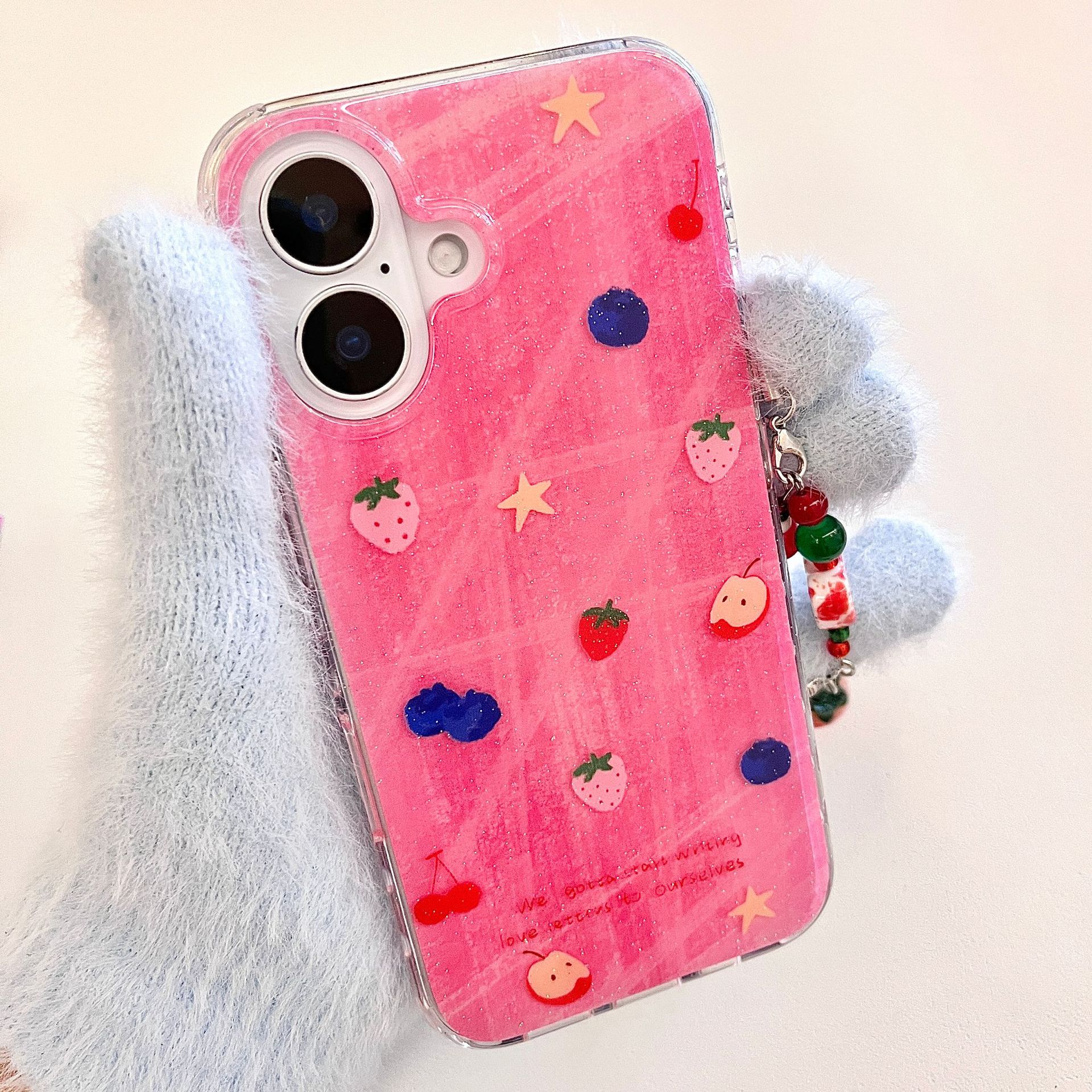 Fruta de graffiti coreana para Apple 16ProMax funda para teléfono móvil 15/14 Simple 15Pro nicho 13 colgante 16