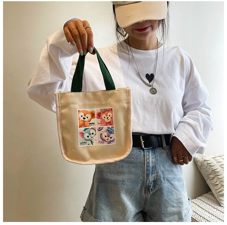 "Bag Girl 2021 New Trendy Korean style, fashionable and personalized printed single-shoulder bag for women, canvas hand-held crossbody small bag. undefined