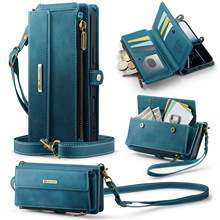 新款适用三星S25E手机保护套S24ultra插卡多功能拉链包A56斜挎A16