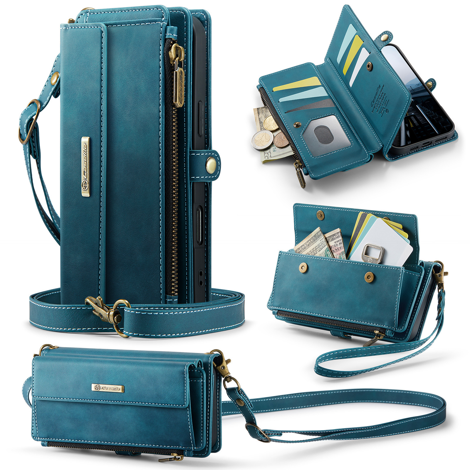 新款适用三星S25E手机保护套S24ultra插卡多功能拉链包A56斜挎A16