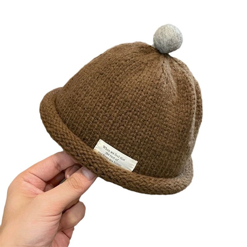 Sombreros para niños Sombreros para niños Sombreros de piel de melón de punto Otoño e Invierno Sombreros de tetas calientes para bebés Sombreros de lana para niños y niñas