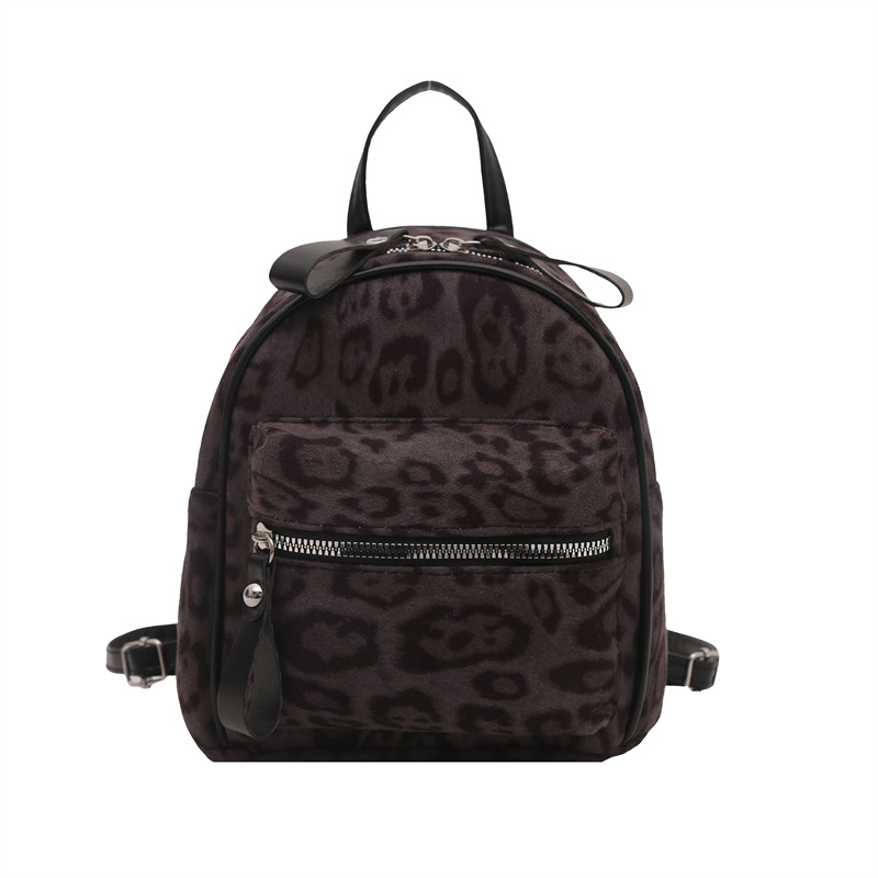 Mochila de leopardo retro para mujeres 2024 nueva moda versátil mochila de estudiantes otoño y invierno sensación de alto nivel bolso de mano transfronterizo