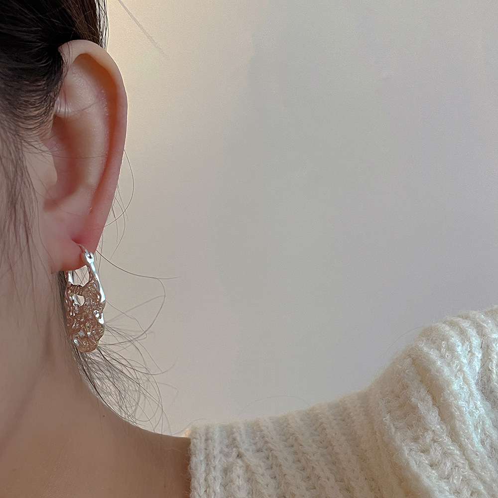 INS Style Solid Color Copper Irregular Plating Earrings 1 Pair