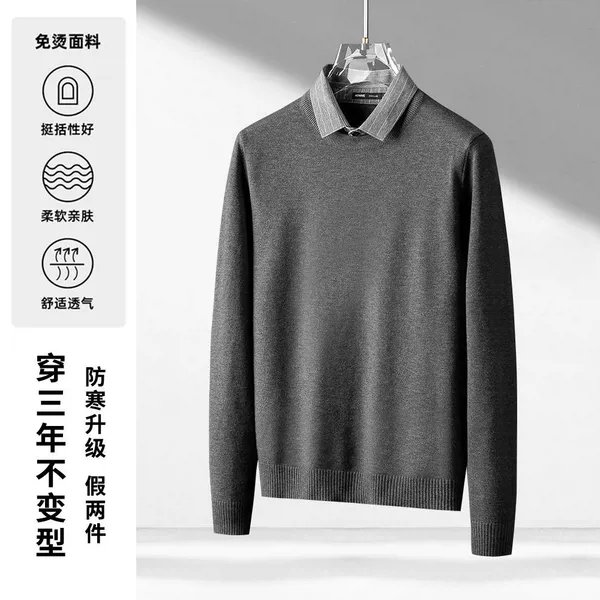 3】Dark gray round neck