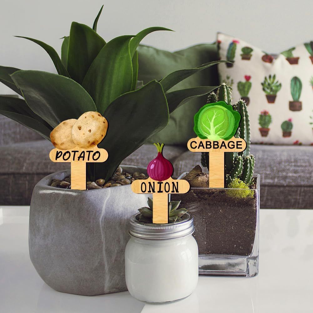 Cartoon moderno minimalista madera poplar enano planta insertado etiqueta de madera universal tarjeta artesanía al por mayor