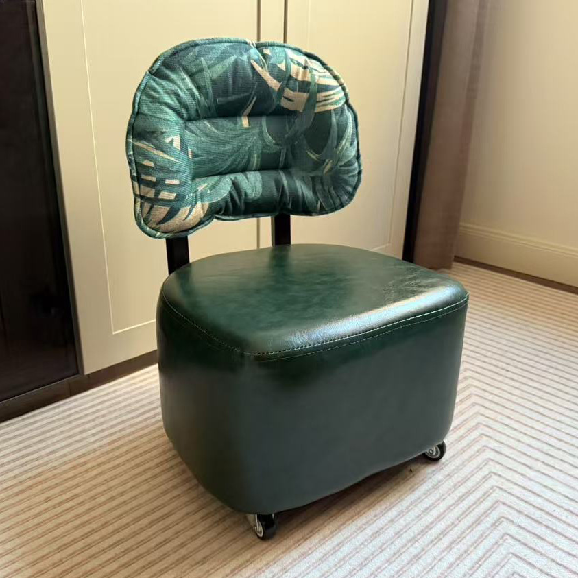 Xiaoyao Small Sofa Jacquard Solid Wood Middle Ancient Backrest Rotating Stool Home Soochling Chair Living Room Sofa Stool Shoe Changing Stool